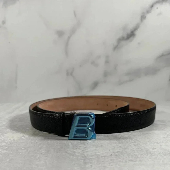 Bally B Buckle Leather Belt Men's Adjustable - Picture 1 of 3